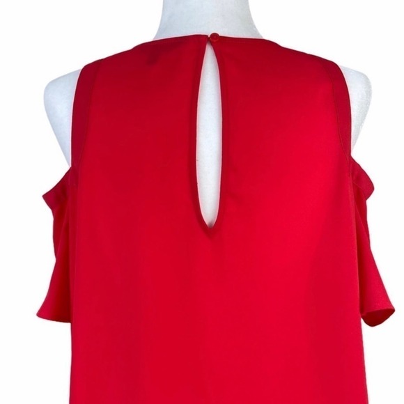 Express Red Cold Shoulder Top Size SP - Picture 2 of 11